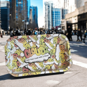 Cloudz rolling tray in a busy city