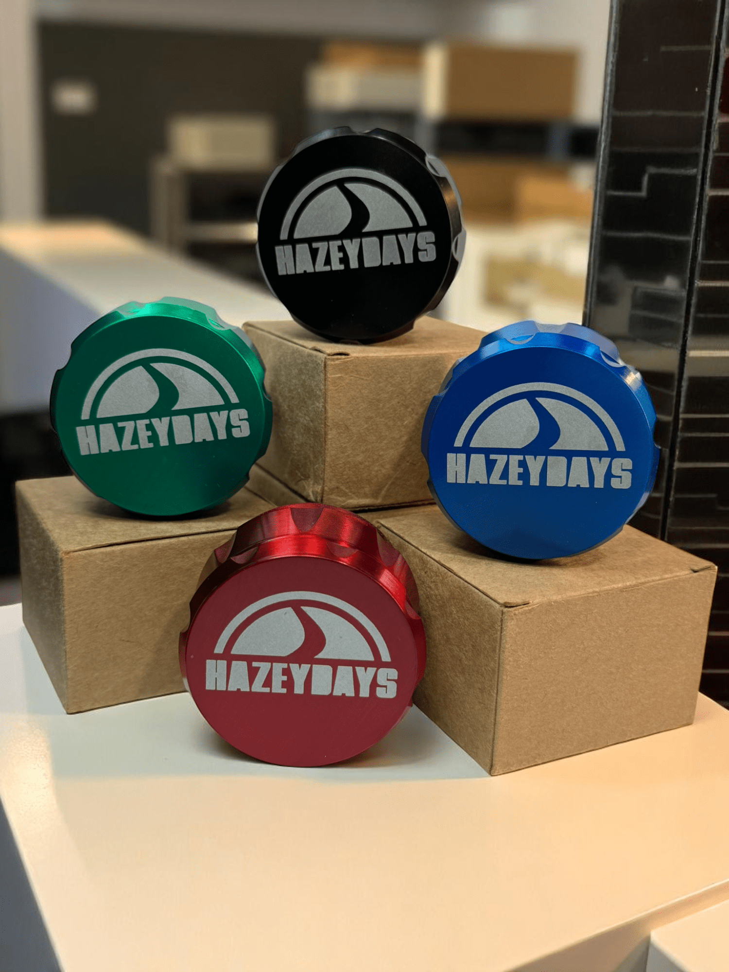 Decorative picture of the 4 new grinders being launched at Hazeydays